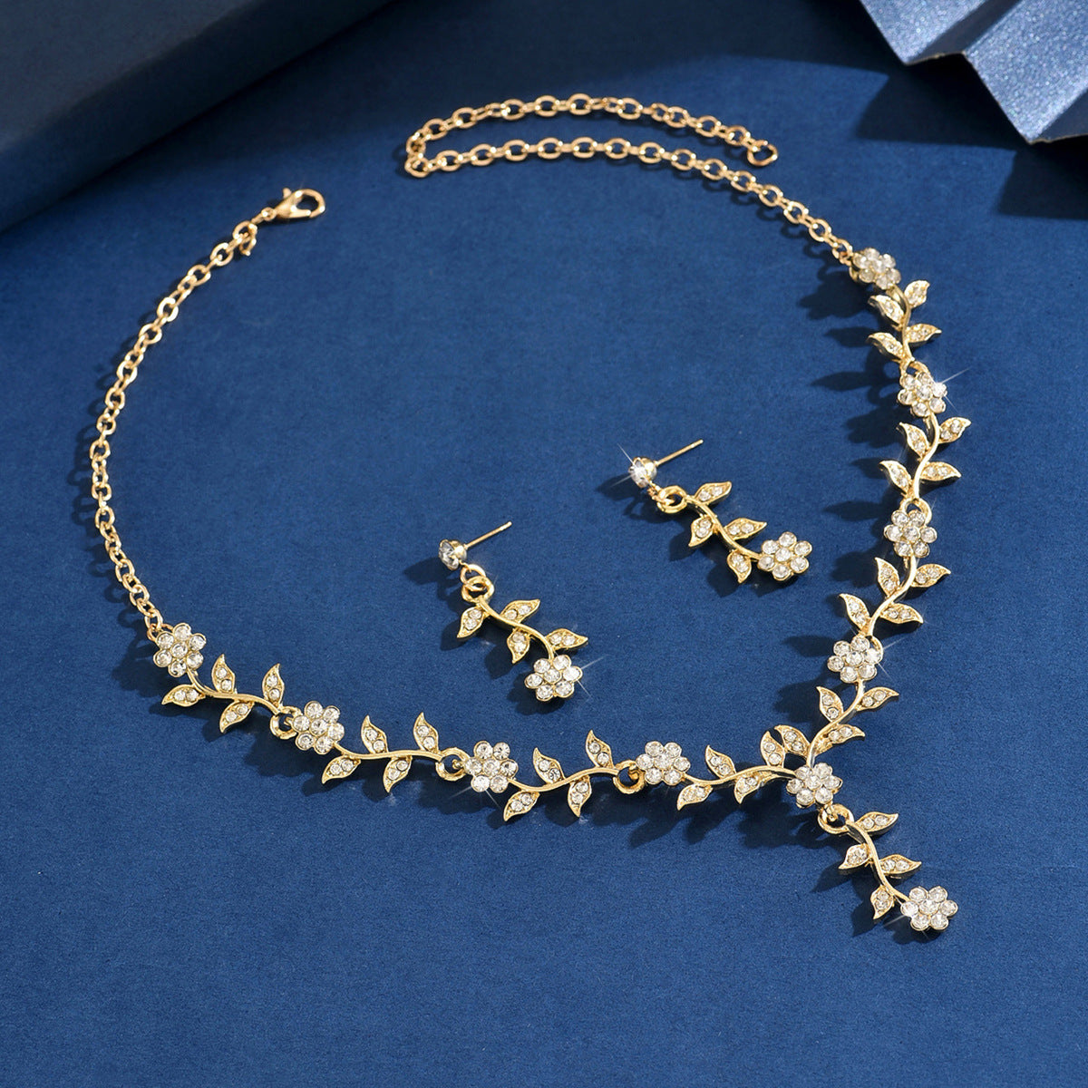 Alloy Rhinestone Wedding Necklace Earrings