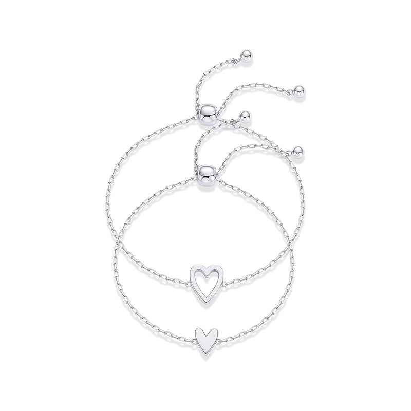 Adjustable Heart-shaped Hollow Stainless Steel Bracelet