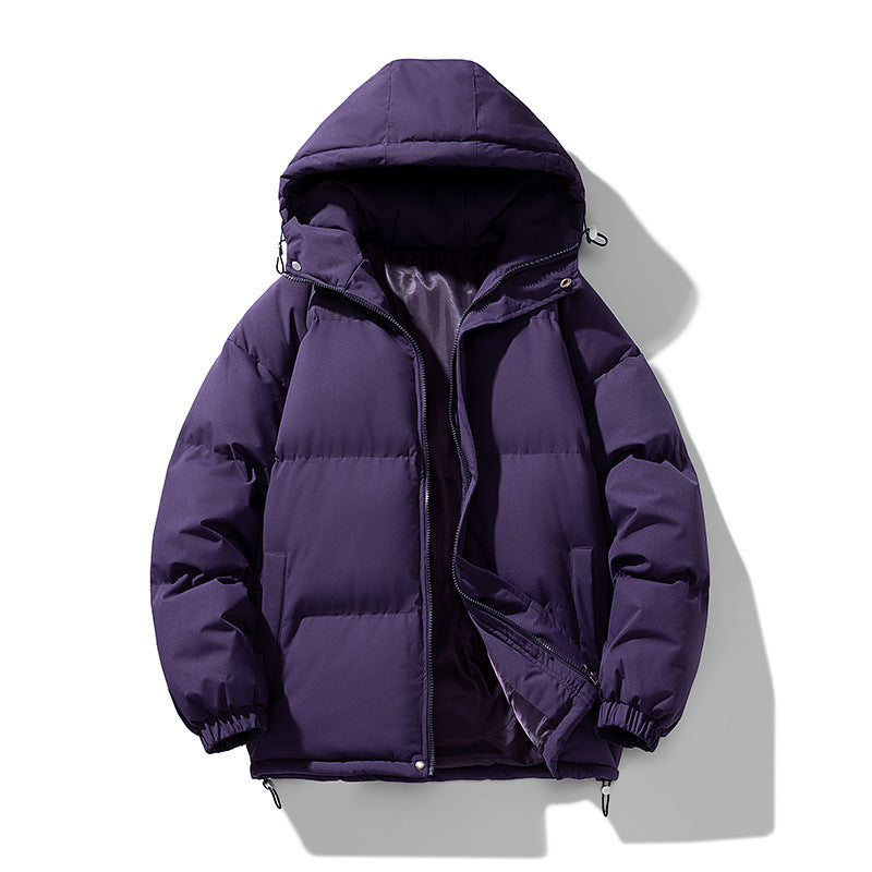 Winter men's hooded down jacket with down and cotton filling