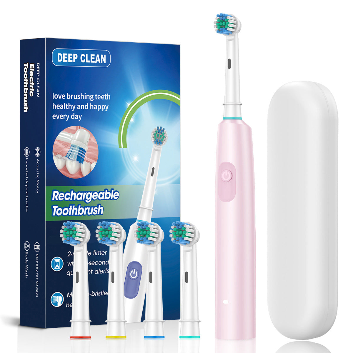 Rotating Electric Toothbrush with 5 Modes and Soft Bristles