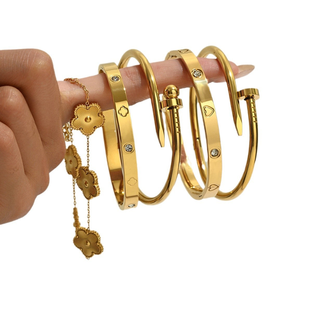 Fashion Stainless Steel Gold and Silver Bangles