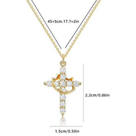 Crown Cross Pendant Necklace