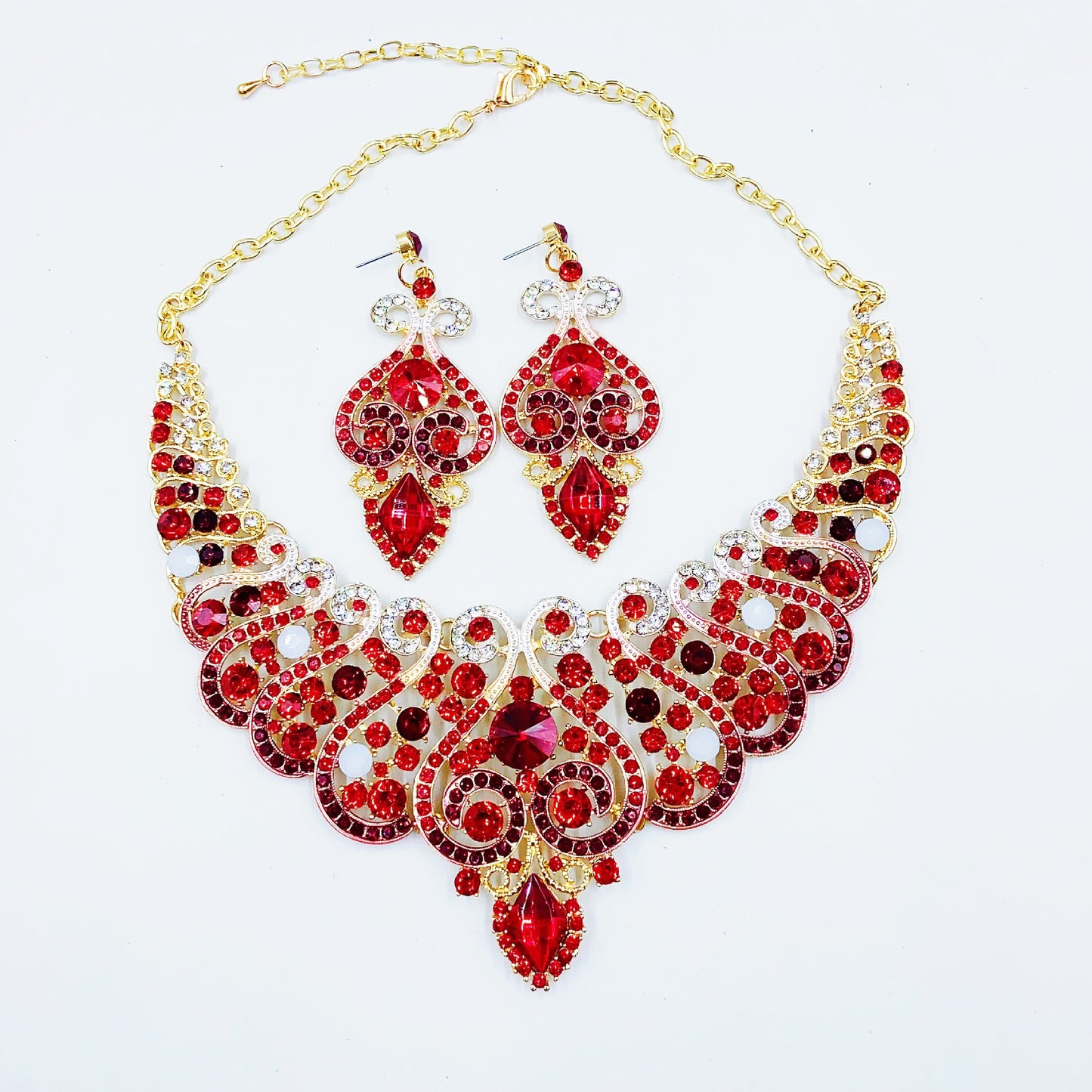 Full diamond necklace and earrings set