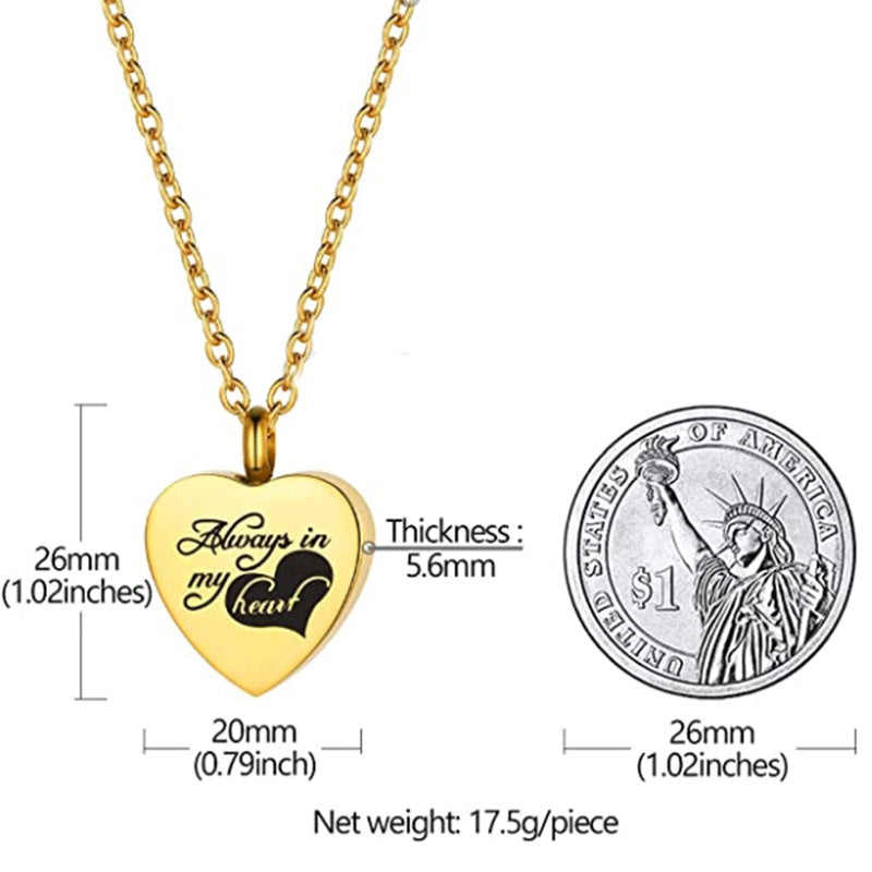 Stainless Steel Heart-shaped Ashes Pendant Necklace