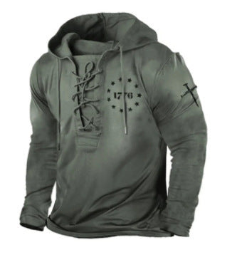 Print Hooded Long Sleeve Sweatshirt