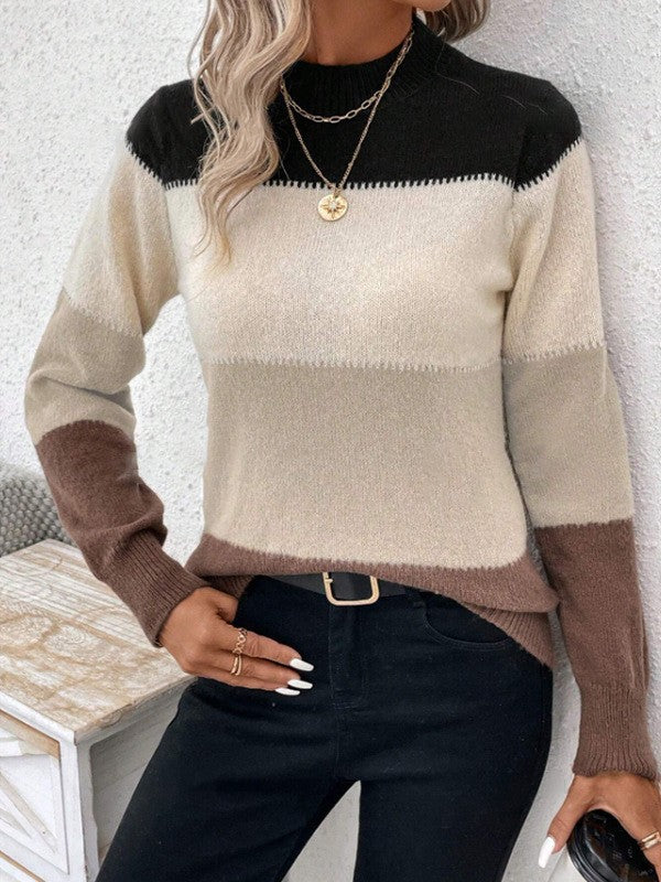 Contrast color sweater