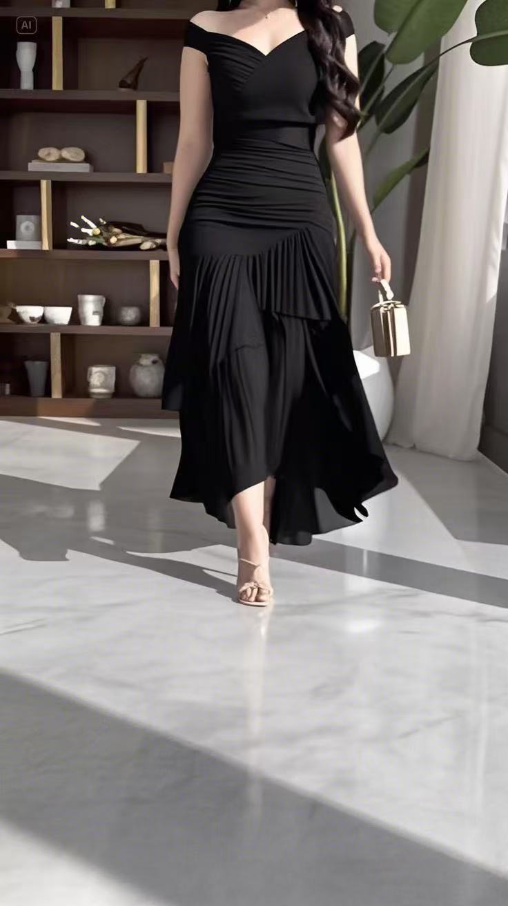 Sleeveless Pleated Chiffon Dress