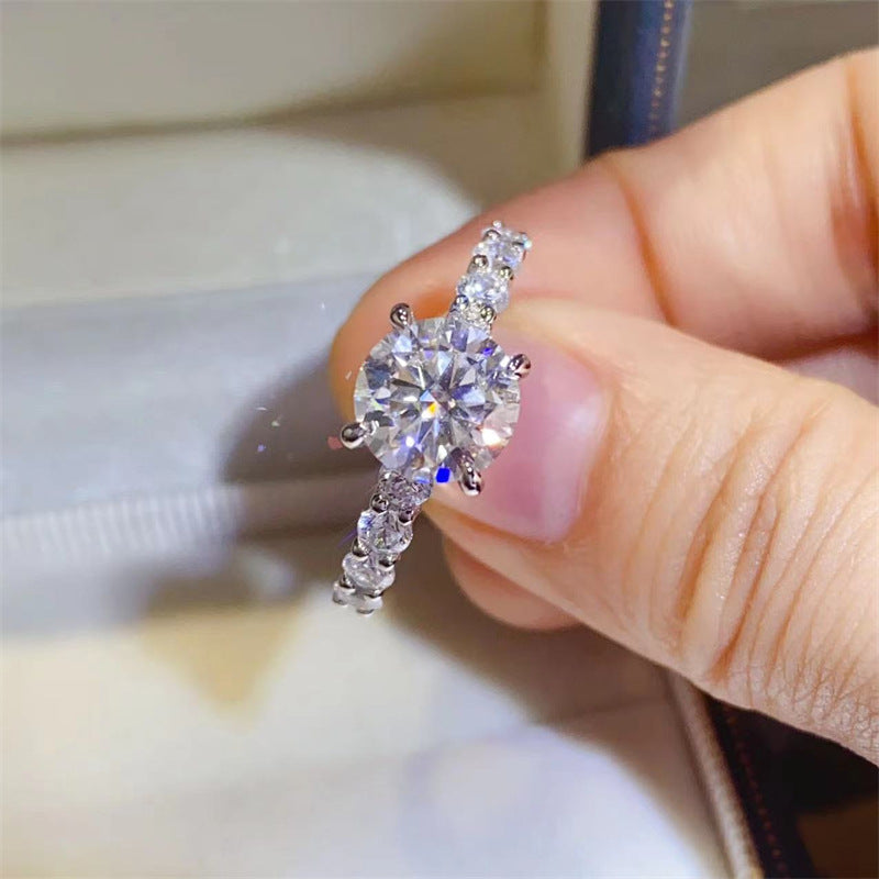 Moissanite sterling silver diamond ring