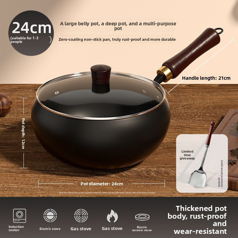 Traditional Hammered Iron Wok Non-stick Frying Pan