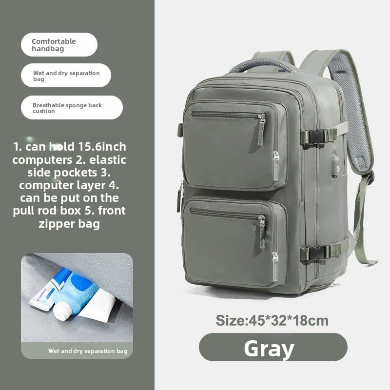 Simple backpacks for men and women, large-capacity business computer bags, multi-functional travel luggage and schoolbags