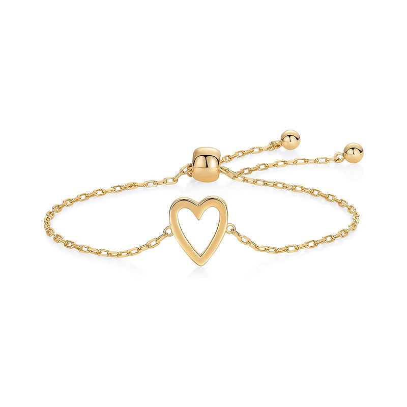 Adjustable Heart-shaped Hollow Stainless Steel Bracelet