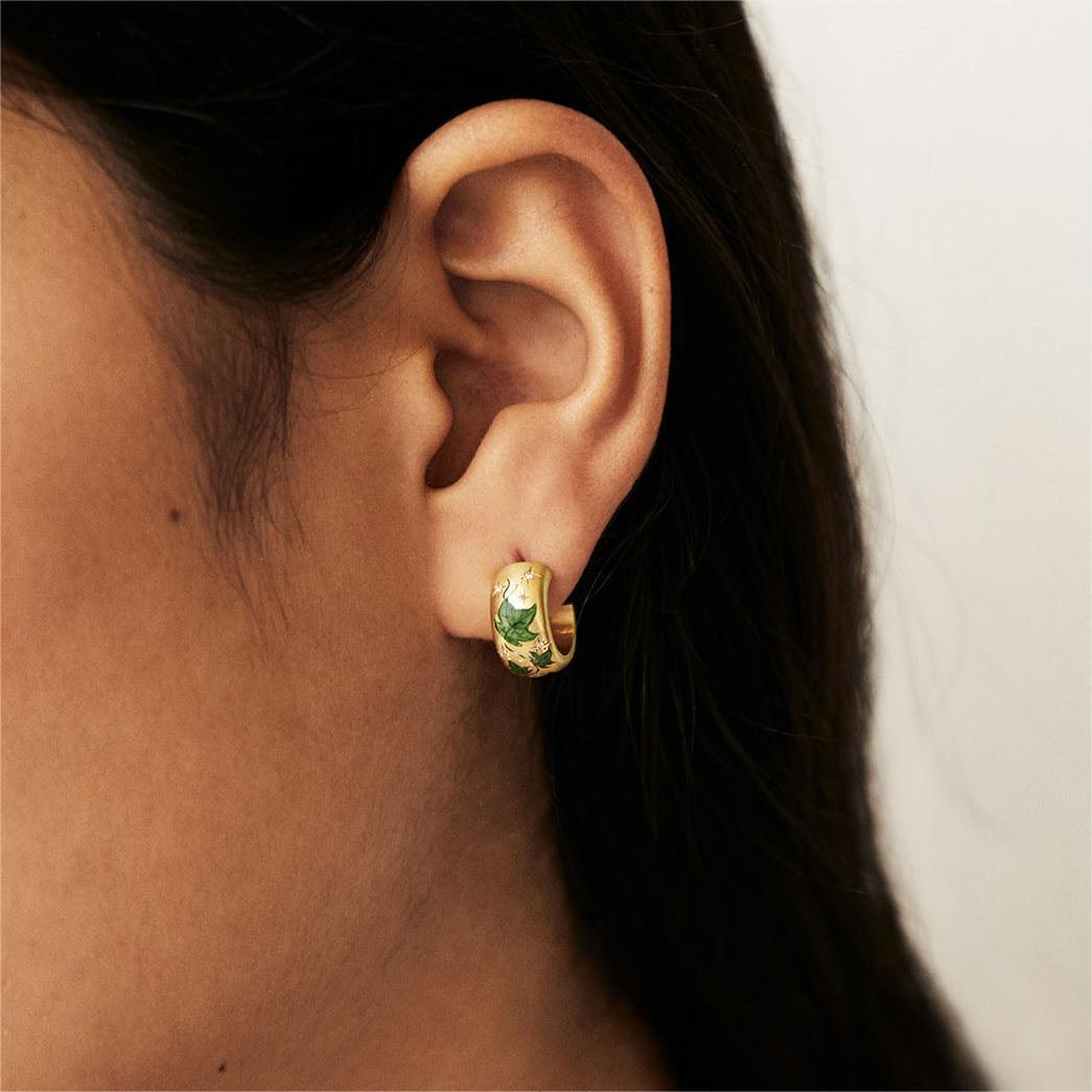 Stainless Steel Floral Painted C-Shaped Earrings