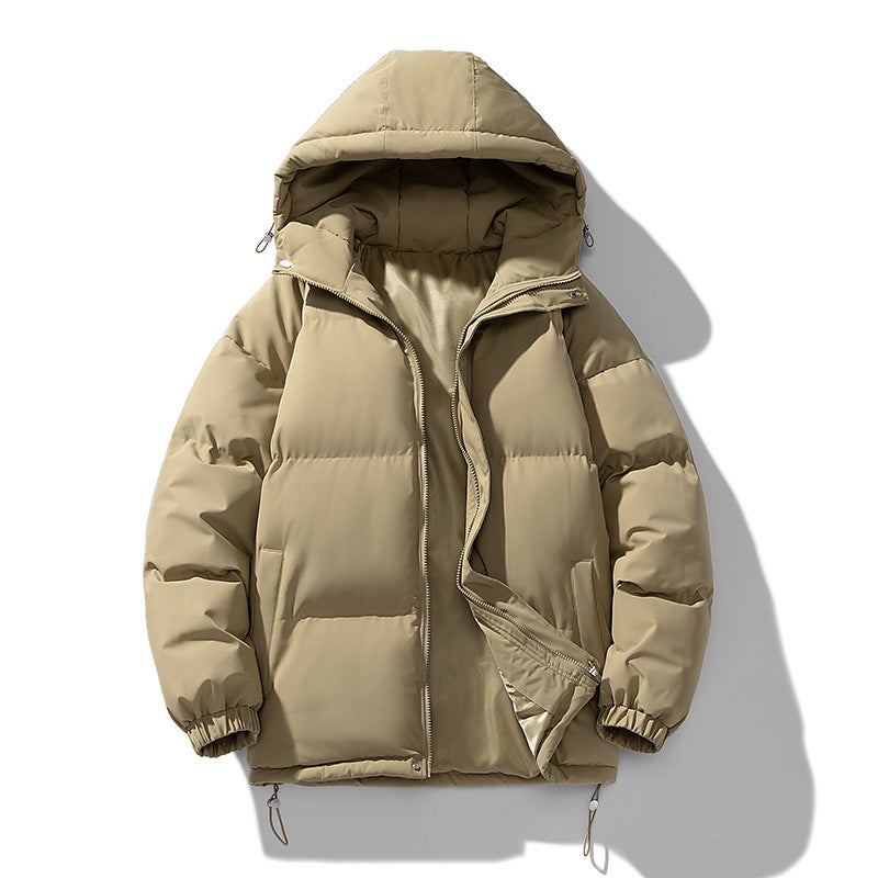 Winter men's hooded down jacket with down and cotton filling
