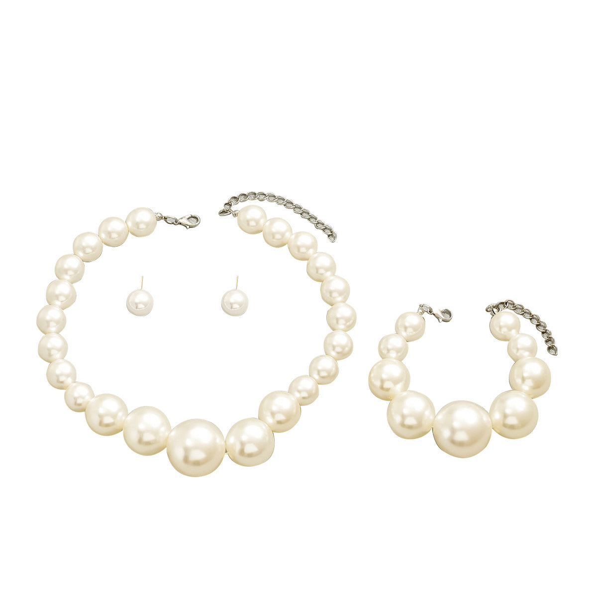 Earring pearl bracelet chain set