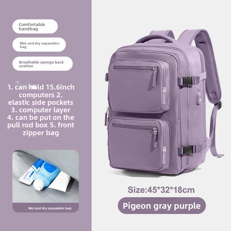 Simple backpacks for men and women, large-capacity business computer bags, multi-functional travel luggage and schoolbags