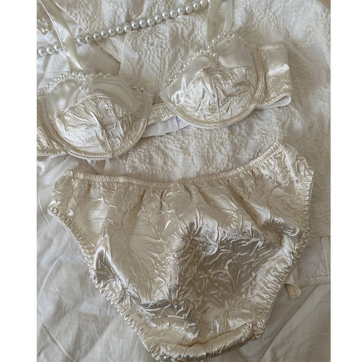 Retro French Pearl Embroidered Underwire Bra