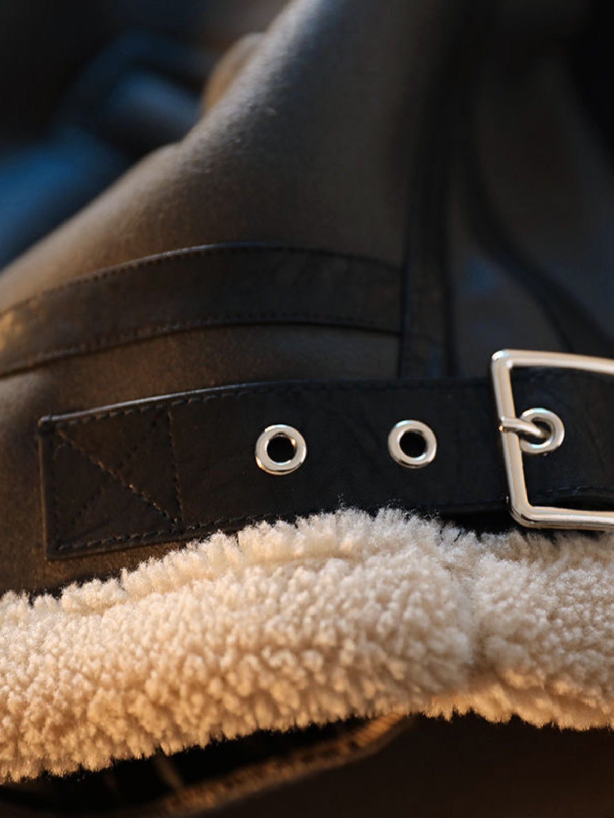 Men's Fur-Lined Leather Motorcycle Jacket