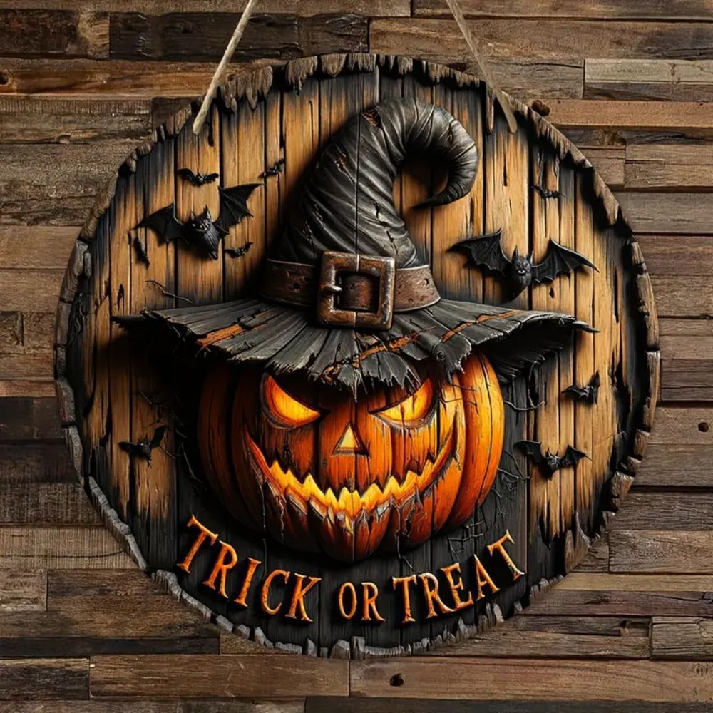 Halloween Stand Wooden Craft House Number Hanging Decoration