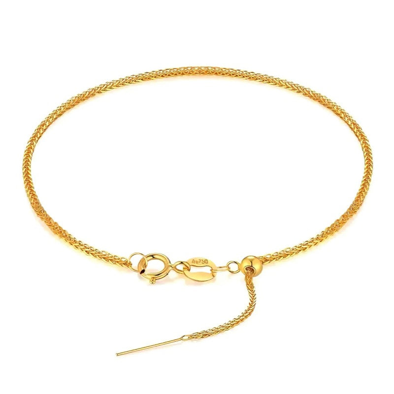 Adjustable 18K Gold Plain Chain Bracelet