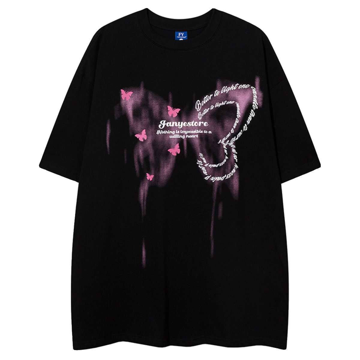 Blurred Butterfly Print Cotton Short-Sleeve T-Shirt