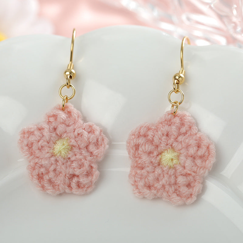 Forest Style Knitted Sunflower Earrings