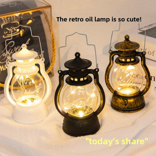 Vintage LED Small Oil Lamp Decorative Candle Light