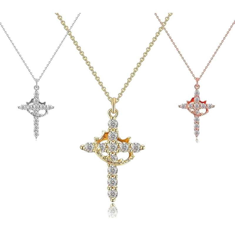 Crown Cross Pendant Necklace