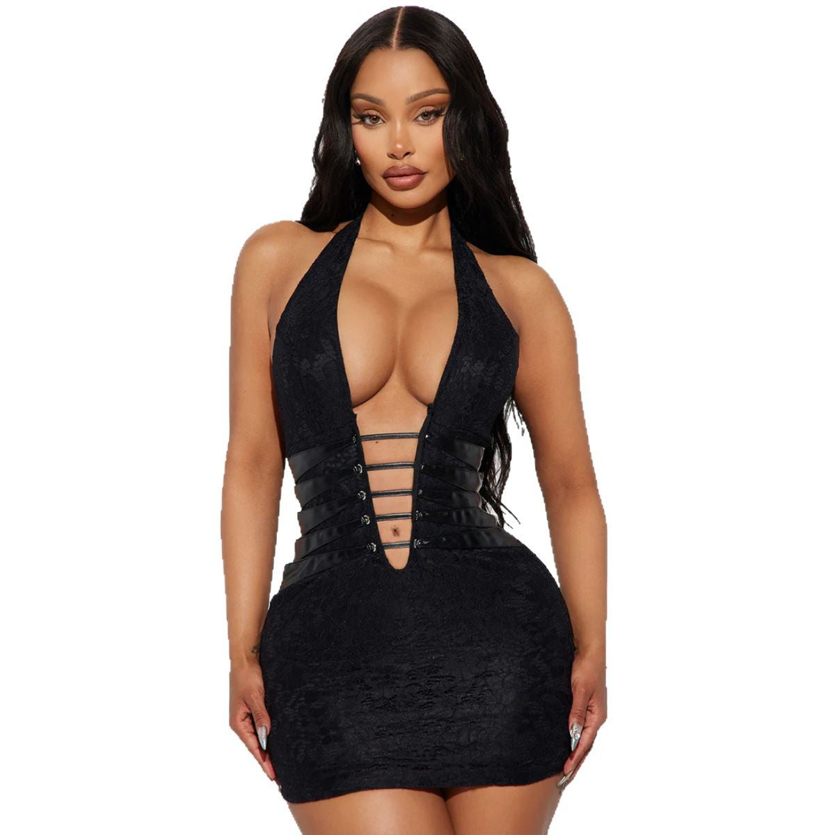 Sexy Backless Bodycon Dress with Hollow-out Design