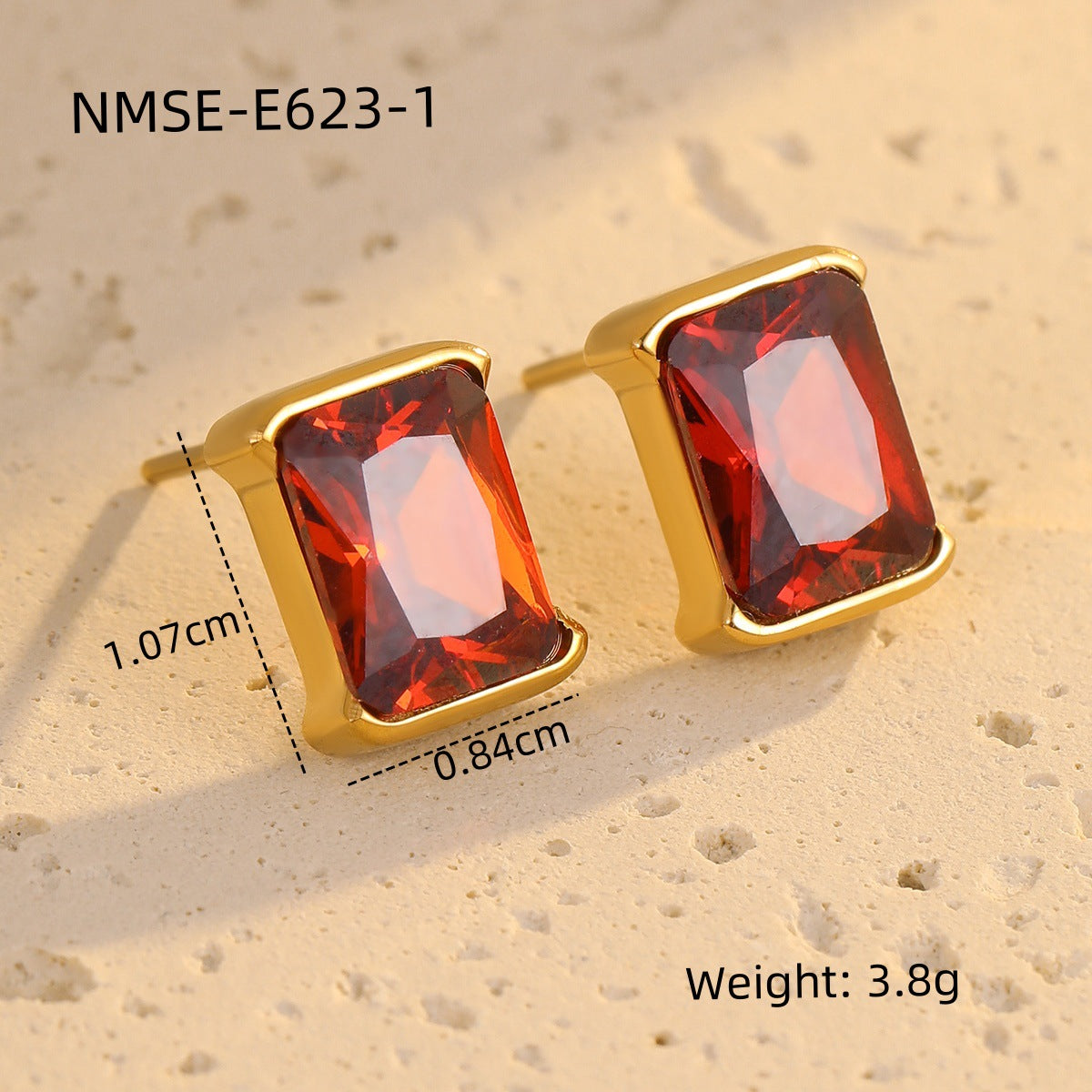 Niche Simple Titanium Steel Square Zircon Earrings Cross-Border Popular Same Style Ladies Non-Fading Stainless Steel Earrings Earrings