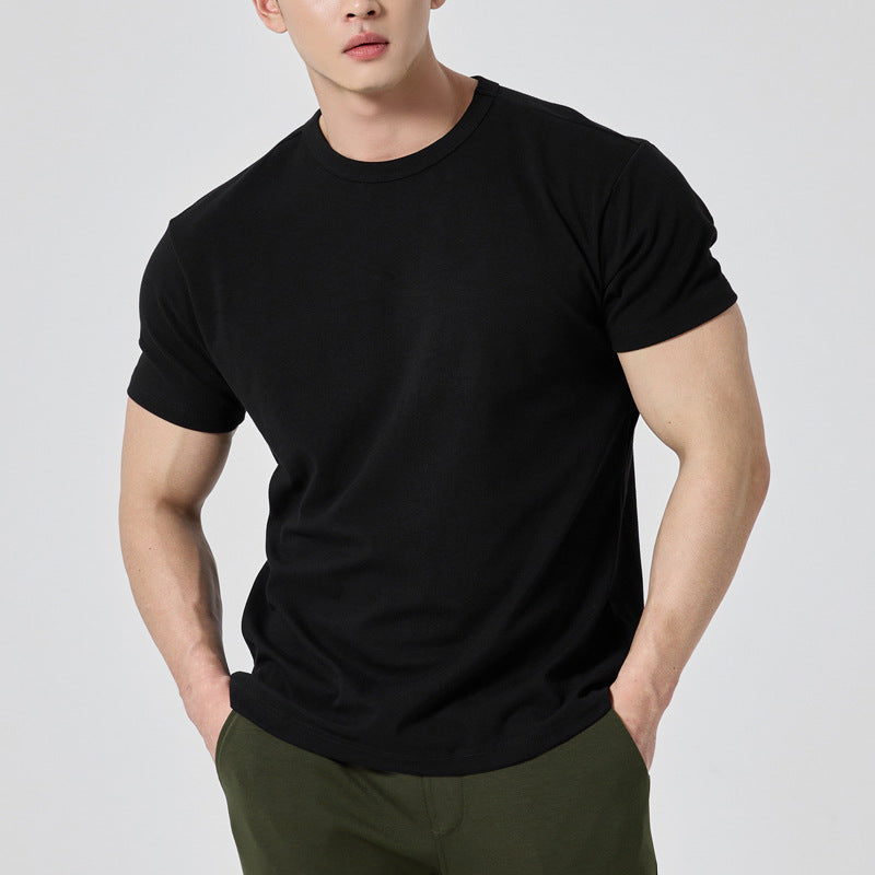 Men's short-sleeved round-neck fitness exercise
