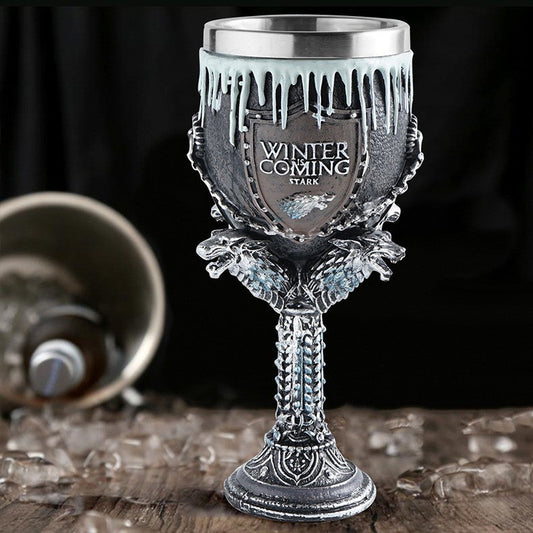 Three-dimensional engraved stainless steel highball glass
