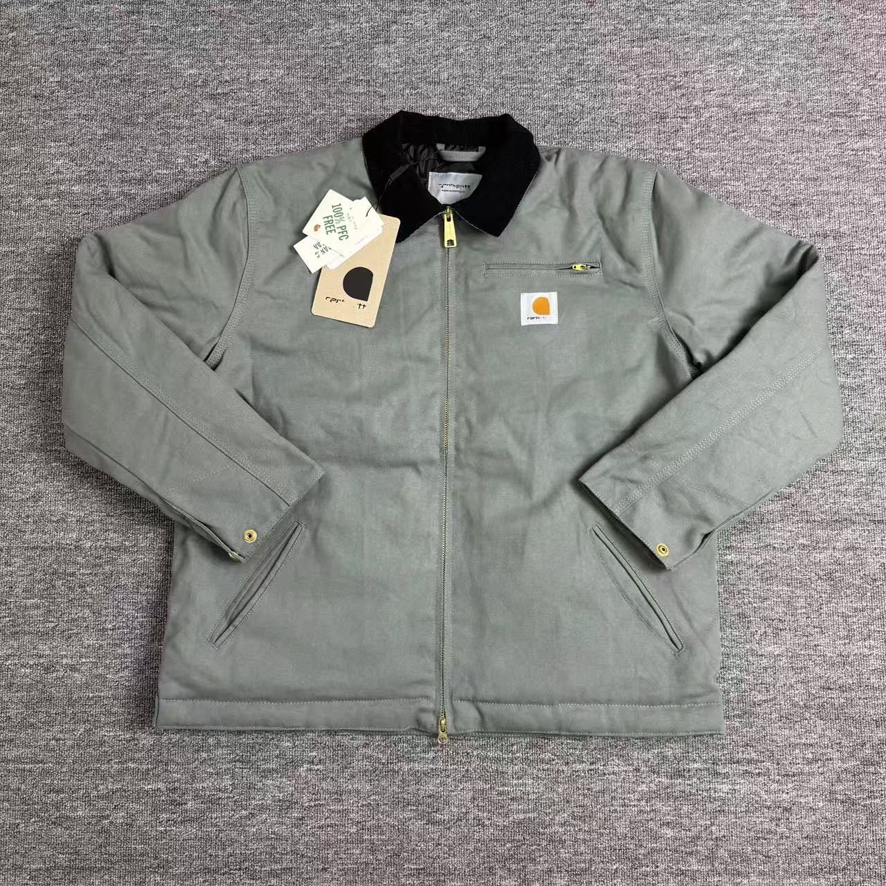 Thickened lapel canvas washed coat