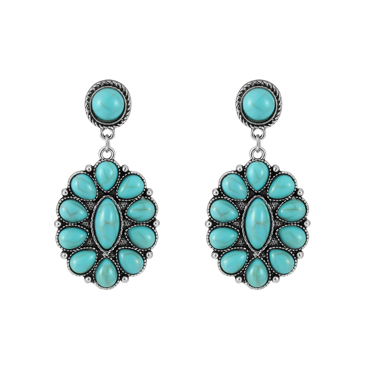 Vintage oval turquoise teardrop earrings