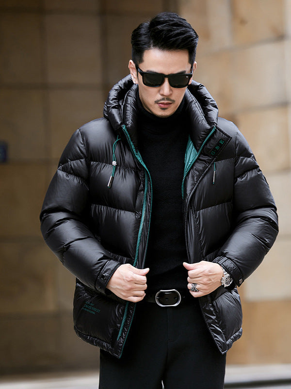 Men's Hooded Down Jacket Winter Warm Windproof