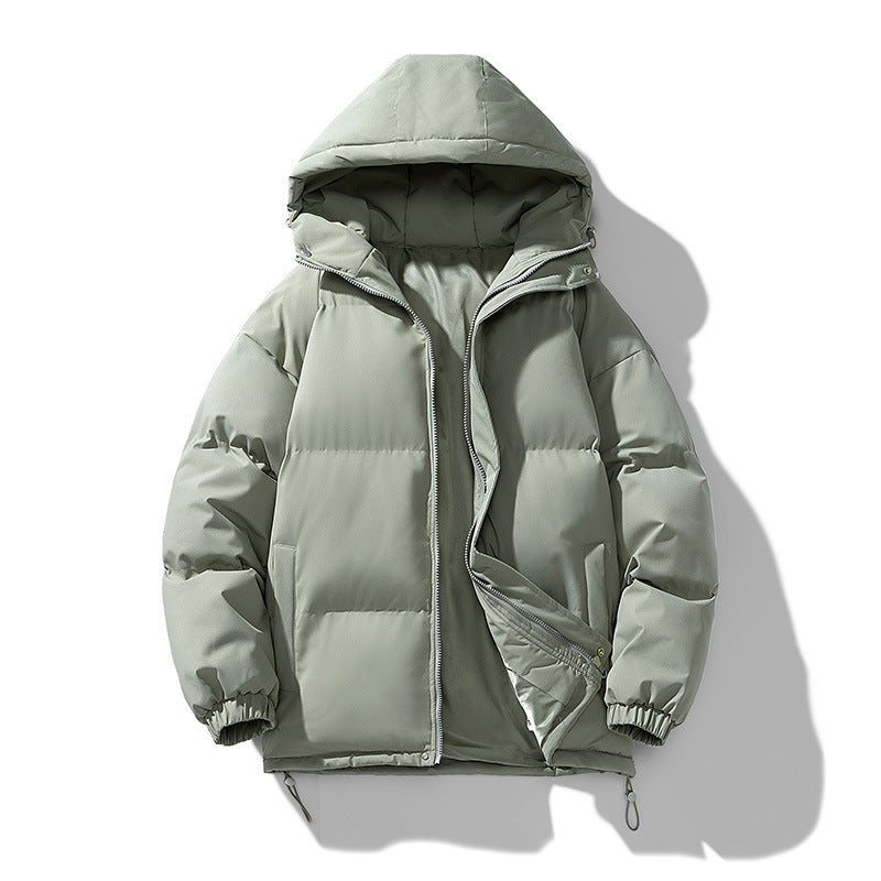Winter men's hooded down jacket with down and cotton filling