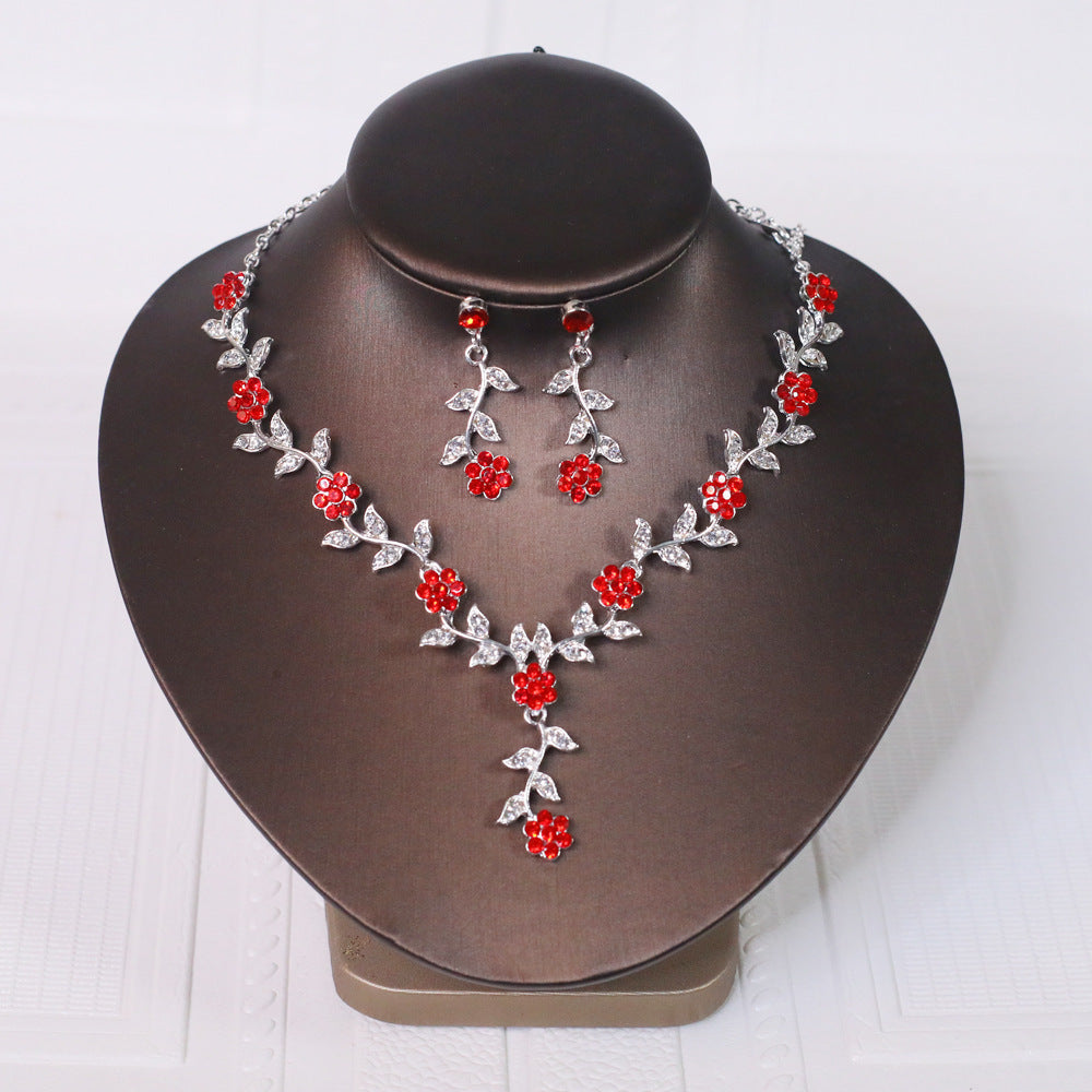Alloy Rhinestone Wedding Necklace Earrings