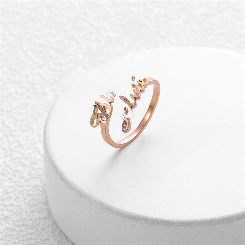 Stainless Steel English Letter Adjustable Ring
