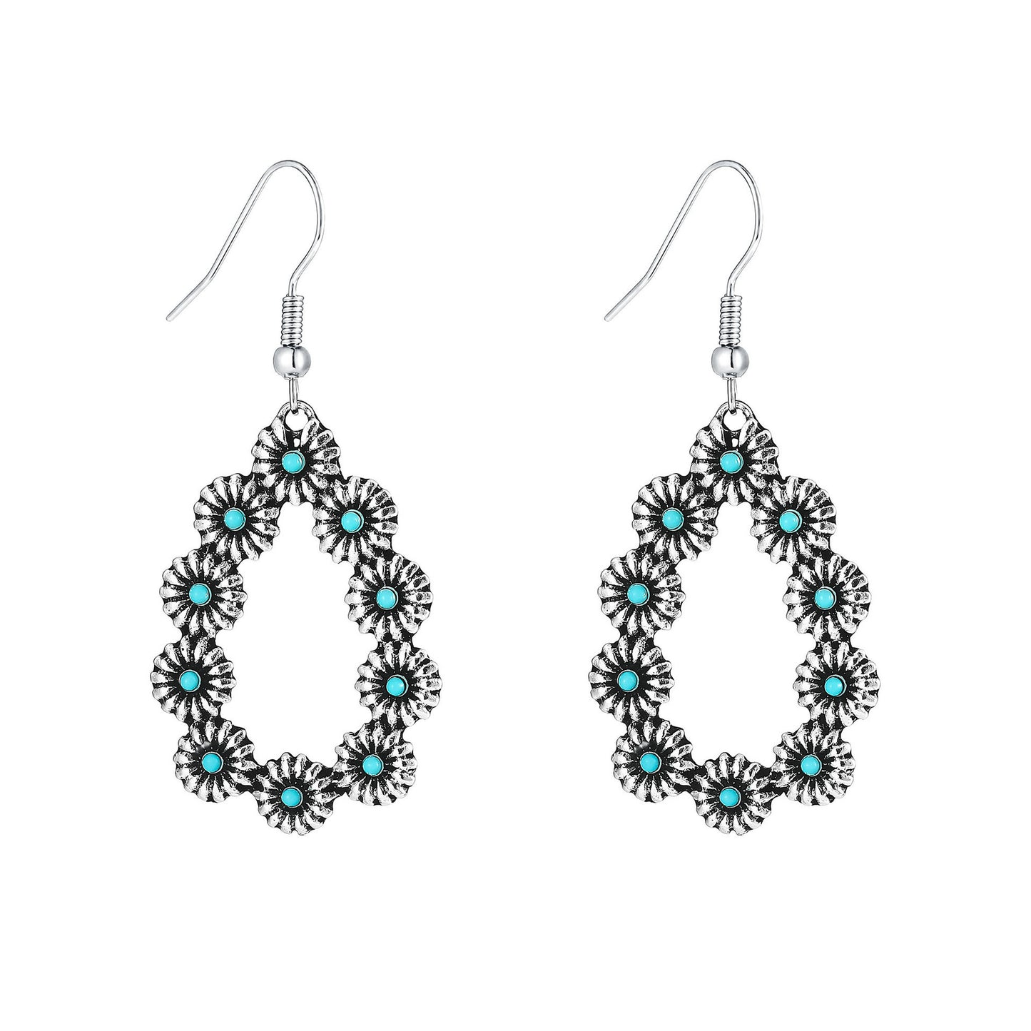 Vintage oval turquoise teardrop earrings