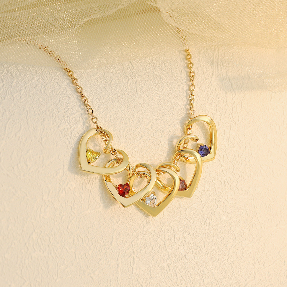 Heart-shaped diamond-studded necklace