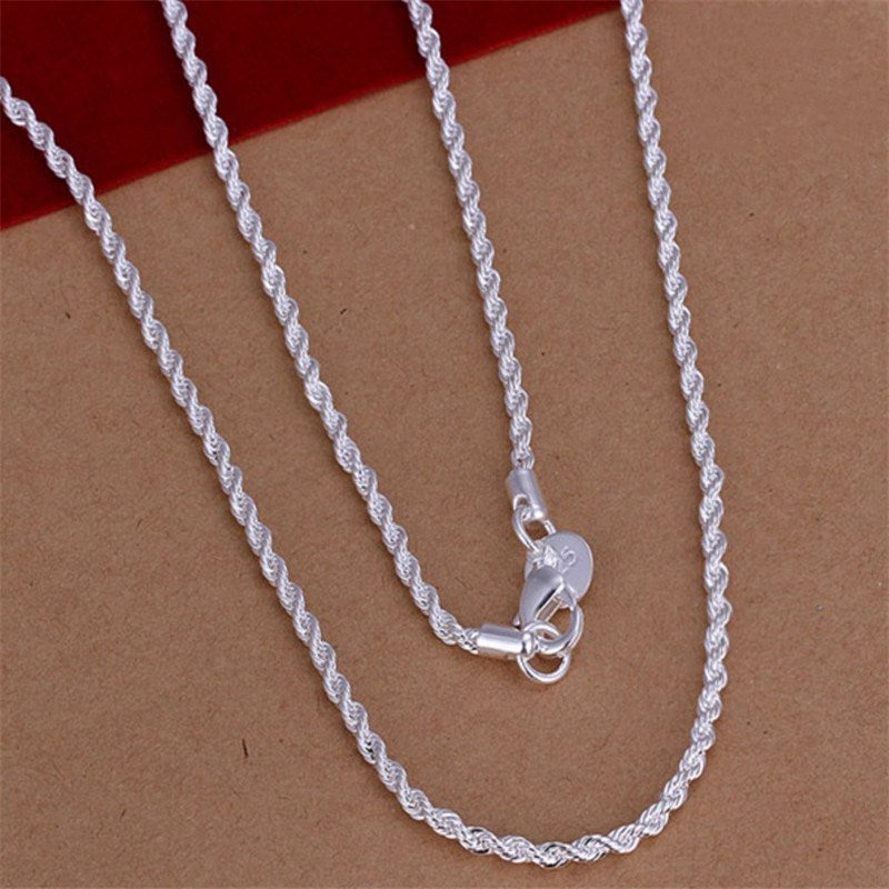 Silver Plated Twist Rope Necklace