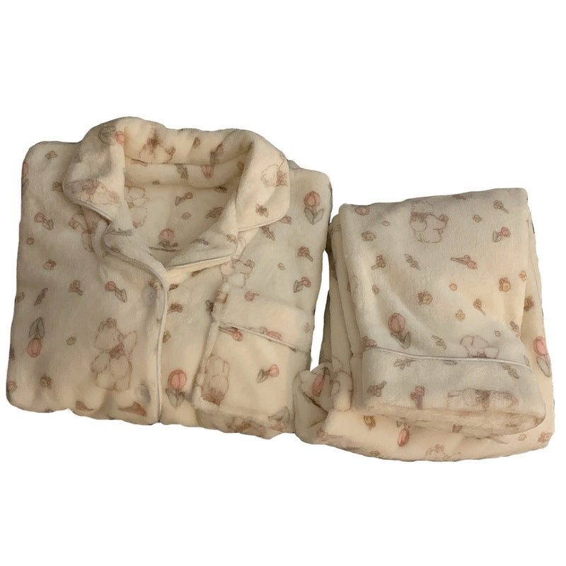 Women's Cartoon Coral Fleece Pajama Set