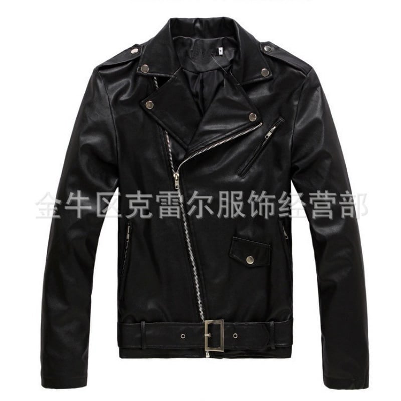 Spring and Autumn New Korean Style Motorcycle Slim Fit Leather Jacket Men's Leather Jacket British Fashion Men's Leather Jacket