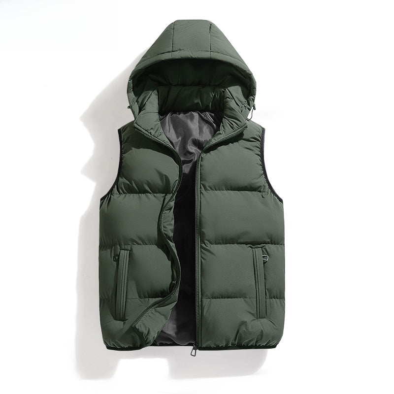 Men's Down Cotton Vest with Hood