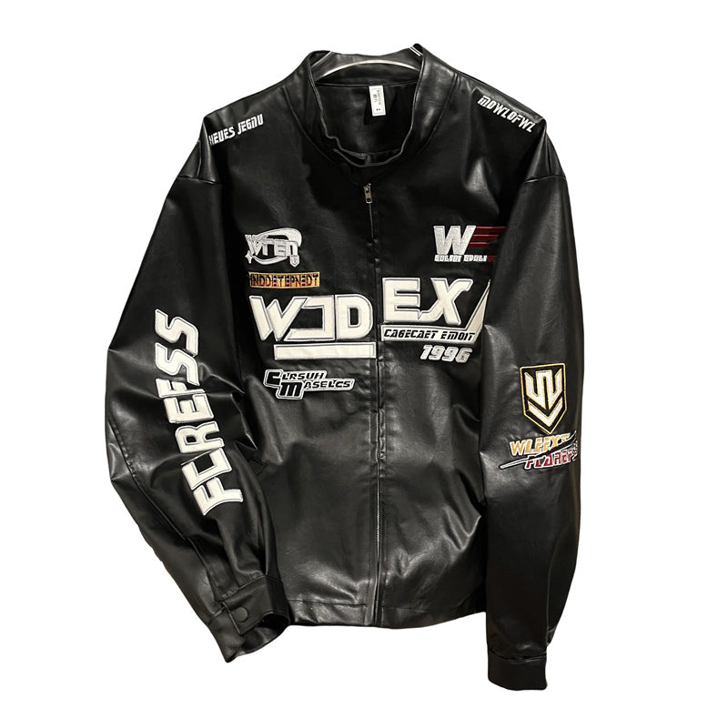 Men's Embroidered Hiphop Leather Jacket