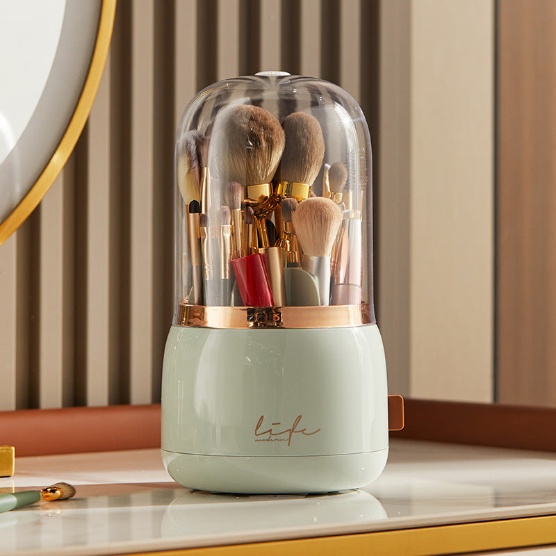 Rotating Makeup Brush Storage Bucket with Dust-Proof Design