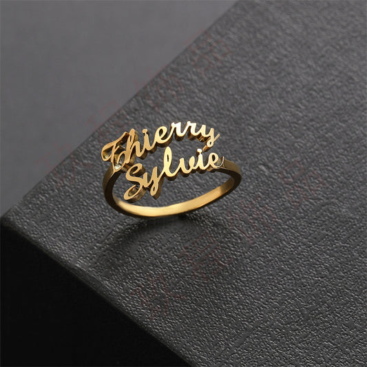 Stainless Steel English Letter Adjustable Ring