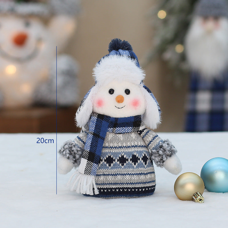 Blue Fabric Swing Snowman Doll Christmas Decoration