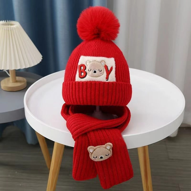 Children's Knitted Winter Hat and Scarf Set