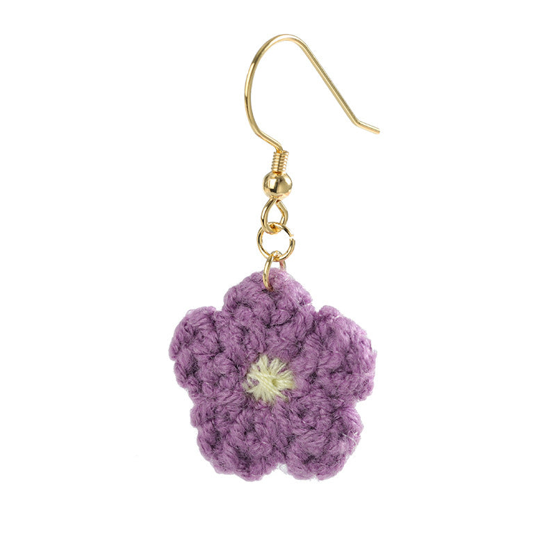 Forest Style Knitted Sunflower Earrings
