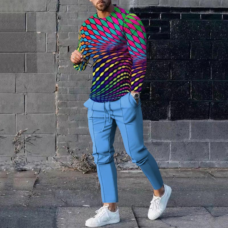Men's Casual 3D Printed Sweater and Sweatpants Set